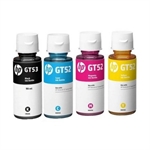 HP GT53/CT52 - Kit de 4 Botellas, Negro, Cyan, Amarillo, Magenta