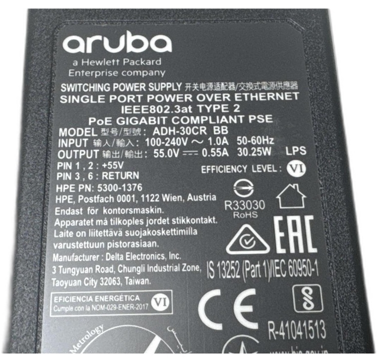 hpe-aruba-ap-poe-atsr-inyector-midspan-1-puerto-smart-rate Top View