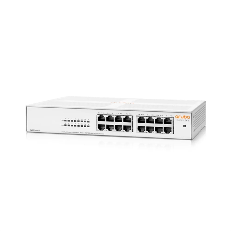 HPE Switch Aruba Instant On 1430 16G R8R47A 16 Ports 32 Gbps front view