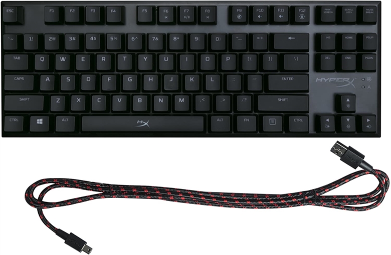 HyperX Alloy FPS Pro Red Switches Mechanical Keyboard Front View with Cables