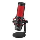 HyperX QuadCast  - Microphone, Black and Red, Electret condenser microphone(Three 14mm condensers), Stereo, Omnidirectional, Cardioid, Bidirectional, USB