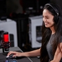 HyperX QuadCast Black Red With Girl View