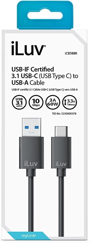 iLuv ICB58BK Cable USB Tipo C Macho to Tipo A Macho Vista Contenido