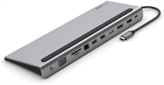 Belkin INC004btSGY - Adaptador Multipuertos 11 en 1, USB-C, USB-A, HDMI, VGA, DisplayPort, RJ-45, SD, MicroSD, Plateado