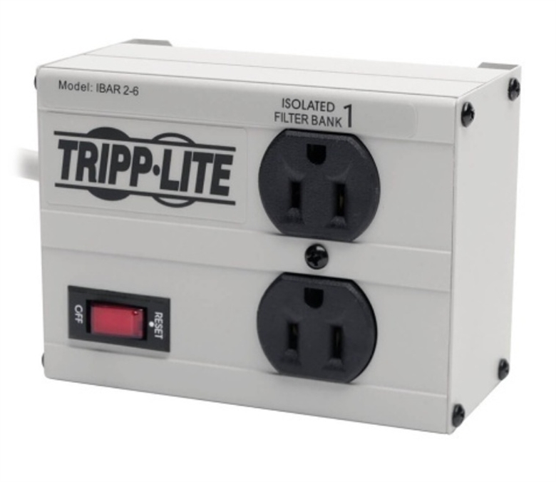 ISOBAR2-6D Tripp-Lite-2-Outlet-Metal-Surge-Protector-Lateral View