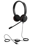 Jabra Evolve 20 MS Stereo - Headset, Estéreo, Supraaurales, con Micrófono, Con Cable, USB, 150Hz - 7kHz, Negro
