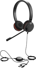 Jabra Evolve 20SE UC Stereo - Headset, Estéreo, Supraaurales, con Micrófono, Con Cable, USB, 150Hz - 7kHz, Negro