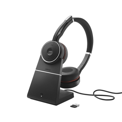 Jabra Evolve 75 MS Stereo Headset In Stand View