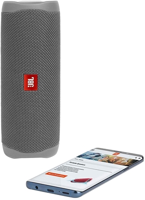 JBL Flip 5 Gray With Phone View