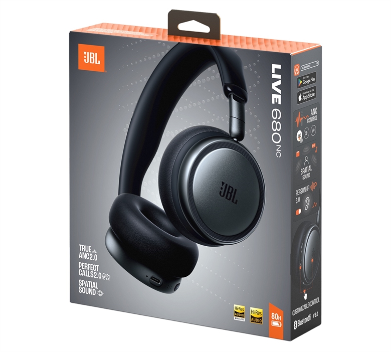 JBL Live 680NC Wireless On-Ear Noise-Canceling Headphones - Box View