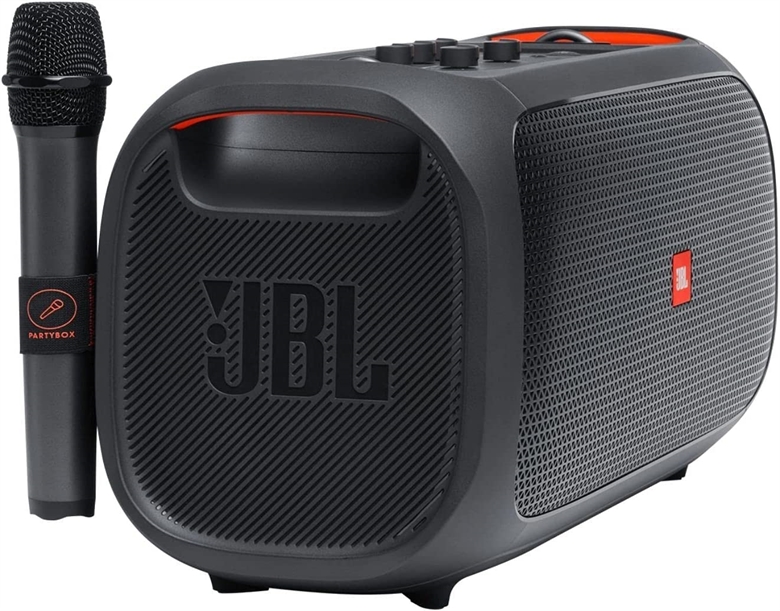 JBL PartyBox On-The-Go side mic speaker view