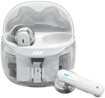 JBL TUNE FLEX 2 GHOST EDITION WHITE FRONT VIEW