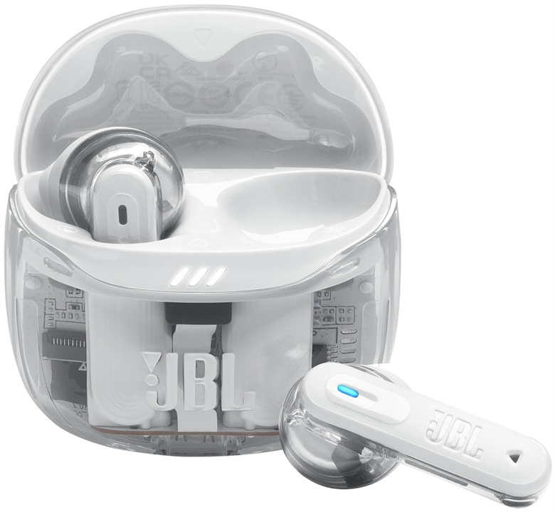 JBL TUNE FLEX 2 GHOST EDITION WHITE FRONT VIEW