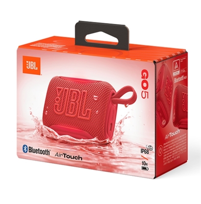 JBLGO5REDAM JBL Go 5 Red Portable Bluetooth Speaker-Box View