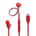 JBL Tune 310C - Audífonos, Estéreo, En el Oído, Con Cable, USB-C, 20Hz - 40kHz, Rojo