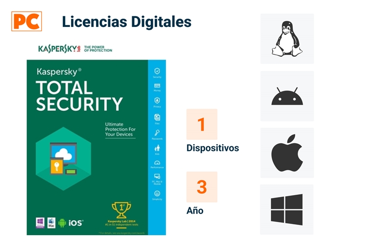 Kaspersky Total Security 1dispositivo 3years spanish