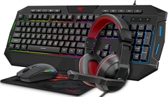 Havit KB501CM - Combinación de Teclado, Ratón, Alfombrilla de Ratón y Auriculares para juegos, Negro, Con Cable, USB, RGB, Membrana, Español
