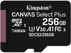 Kingston Canvas - Memoria Micro SD, 256GB, Clase 10, A1