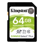 Kingston Canvas Select Plus - Memoria SD, 64GB, Clase 10