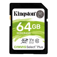 Kingston Canvas Select Plus - SD Card, 64GB, Class 10