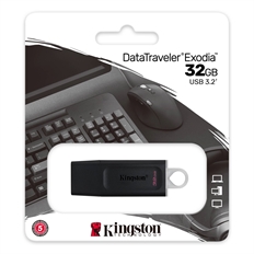 Kingston DataTraveler Exodia  - Unidad Flash USB, 32 GB, USB 3.2 Gen 1, Tipo-A, Negro