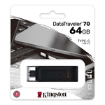 Kingston DataTraveler 70  - USB Flash Drive, 64 GB, USB 3.2 Gen 1, Type-C, Black
