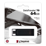 Kingston DataTraveler 70  - Unidad Flash USB, 64 GB, USB 3.2 Gen 1, Tipo-C, Negro
