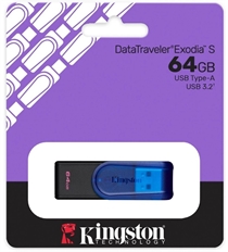 Kingston - DataTraveler Exodia S Azul USB Flash Drive, 64GB, USB 3.0, Azul