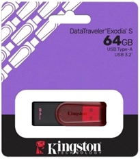 Kingston  - DataTraveler Exodia S Rojo USB Flash Drive, 64GB, USB 3.0, Rojo