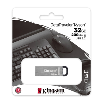 Kingston DataTraveler Kyson 32 GB Silver Front Package View