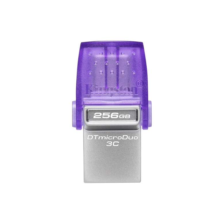 Kingston DataTraveler microDuo 3C - USB Flash Drive Purple 256GB front view