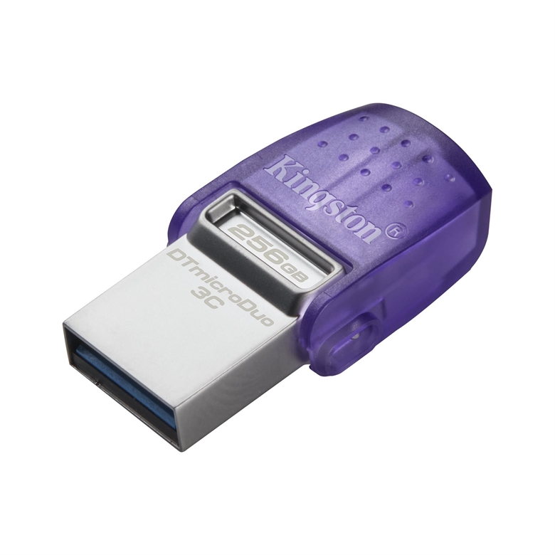 Kingston DataTraveler microDuo 3C - USB Flash Drive Purple 256GB side view