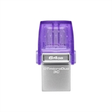 Kingston DataTraveler microDuo 3C - Unidad Flash USB, 64GB, USB 3.2, Tipo-A/Tipo-C, Morado