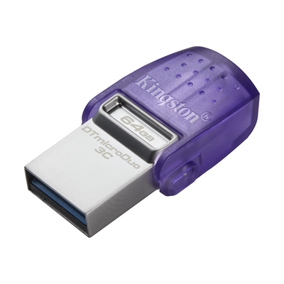 Kingston DataTraveler microDuo 3C - USB Flash Drive Purple 64GB side view