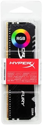 Kingston HyperX RGB RAM FURY 3200 MHz DDR4 DIMM Vista Frontal en Caja