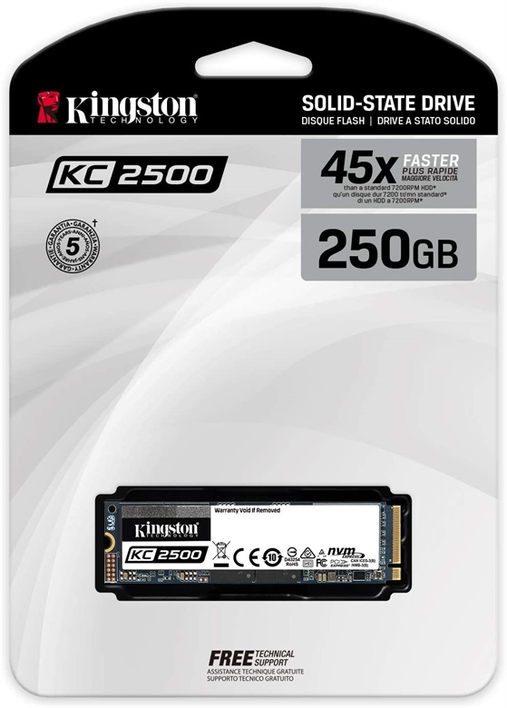 Kingston KC2500 SSD M.2 NVMe 250GB Box View