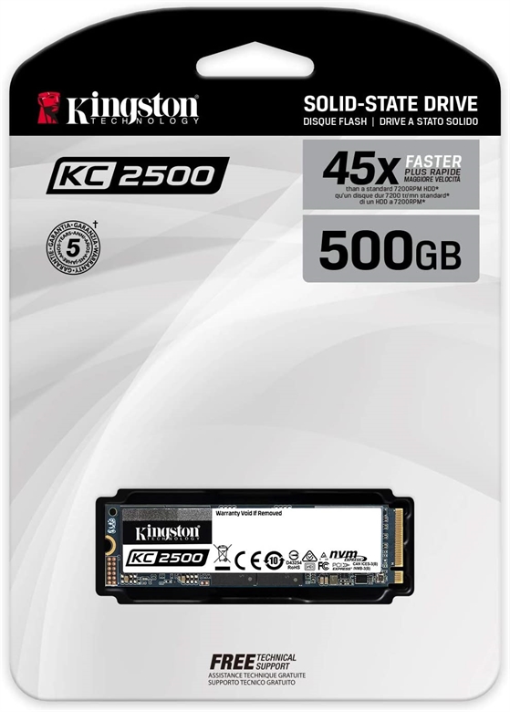 Kingston KC2500 SSD M.2 NVMe 500GB Box View