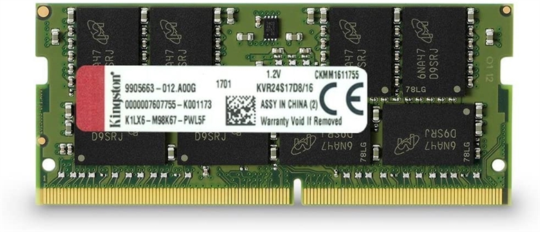 Kingston ValueRAM 16GB DDR4 SDRAM SO-DIMM 2400MHz Front View
