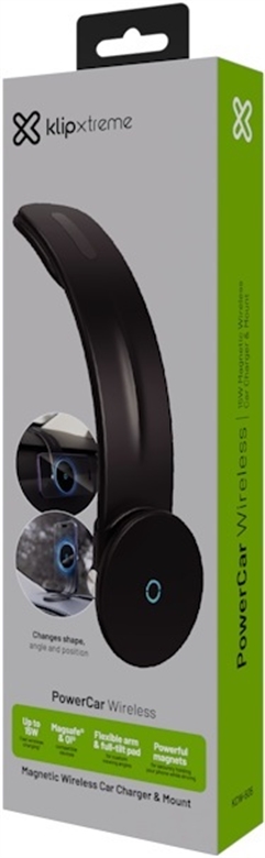 Klip Xtreme Car wireless charging holder 15 Watt 24 pin USB-C Cellular phone Wireless earbuds Apple AirPods Apple Watch Wireless For Smartphones Foldable Velcro Box View 5