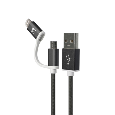 Klip Xtreme KAC-210 Cable Negro Lightning & Micro USB Macho a USB Tipo A Macho