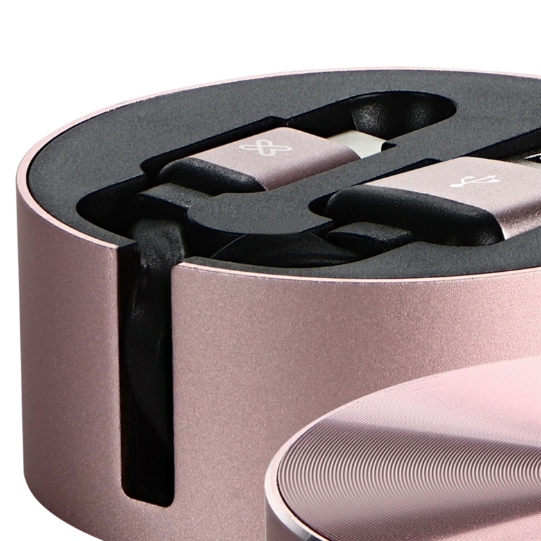 Klip Xtreme KAC-110 Rose Gold Retractable Cable USB Type-C to USB Type-A USB Connectors Storaged View
