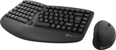 Klip Xtreme KBK-510  - Teclado y Mouse Ergonómico, Español, Inalámbrico, USB, Negro