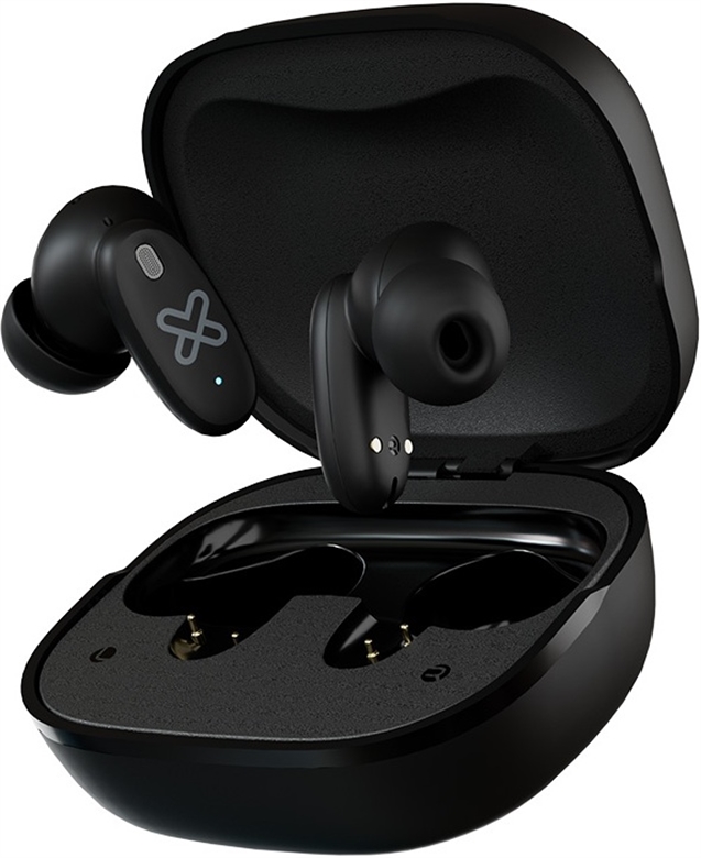 Klip Xtreme True wireless earphones For Phone For Portable electronics For Tablet Wireless 15Hrs Display Black Front VIew 3