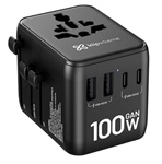 Klip Xtreme PowerWall Uni 100  - Travel Adapter, 3 USB Type C, 2 USB Type A, 100W, GaN Technology, Black