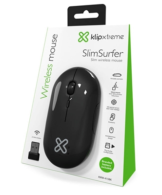 kmw-415bk-mouse-inalambrico-delgado-klip-xtreme-slimsurfer-vista caja