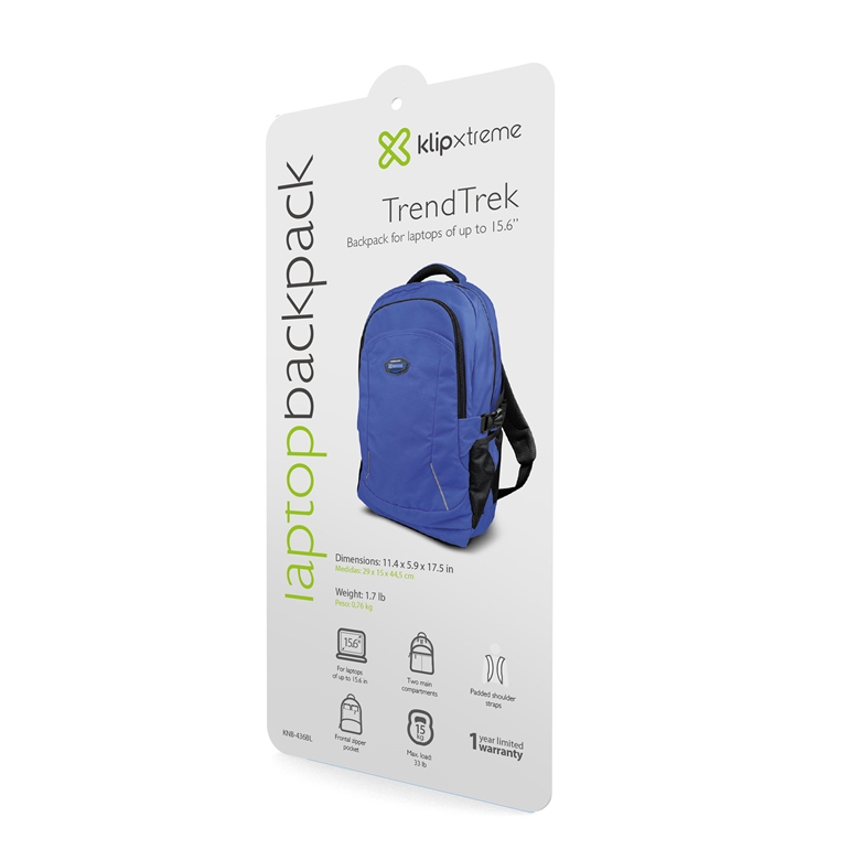 Klip Xtreme TrendTrek KNB-436BL Blue Backpack Package