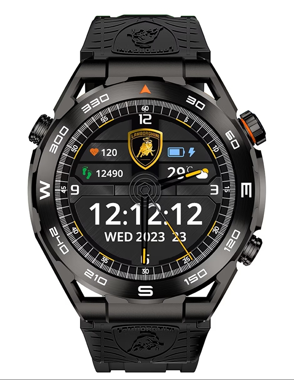 Vista frontal del reloj inteligente Lambo Aventador V12 GT