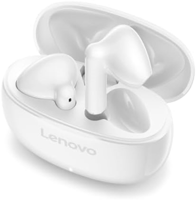 Lenovo E310 True Wireless Stereo Earbuds White Top view with earbud outside