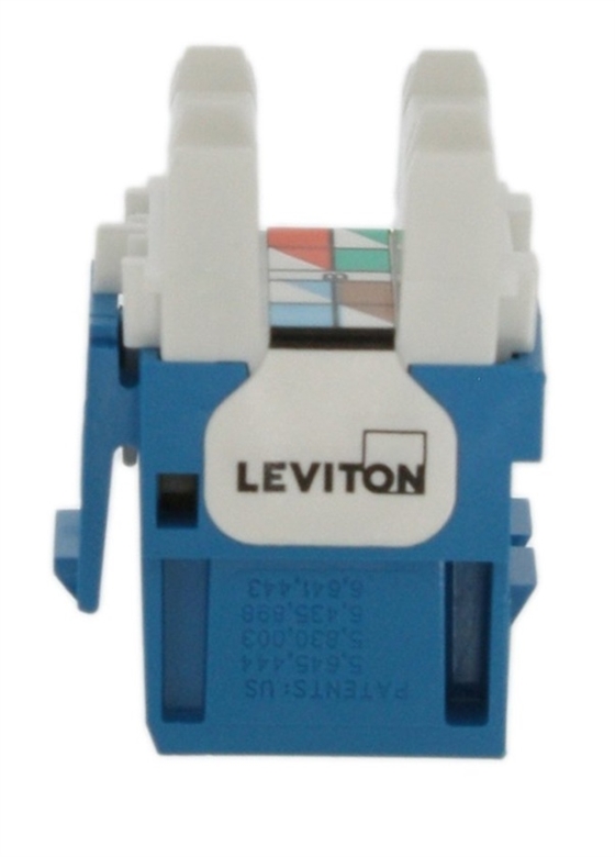 Leviton-Cat-6-UTP-Keystone-Jack-Blue Lateral View