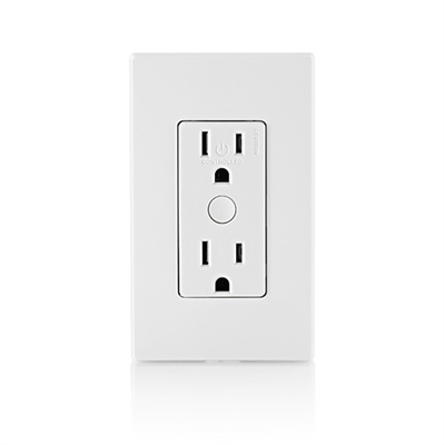 leviton-d215r-tomacorriente-inteligente-empotrado-wifi-segunda-generacion-blanco-vista frontal